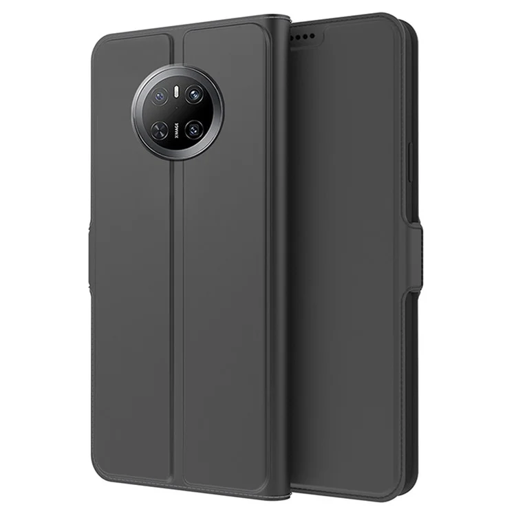 Für Huawei Mate 70 Hülle, stoßfeste TPU-Innenschale, Ledertelefonabdeckung mit Kartenfach - Schwarz