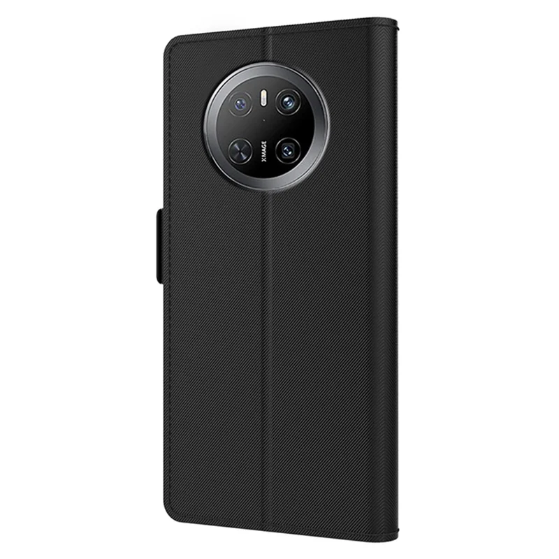 Für Huawei Mate 70 Hülle Ständer PU-Leder Handyhülle Kartenfach Spiegel - Schwarz