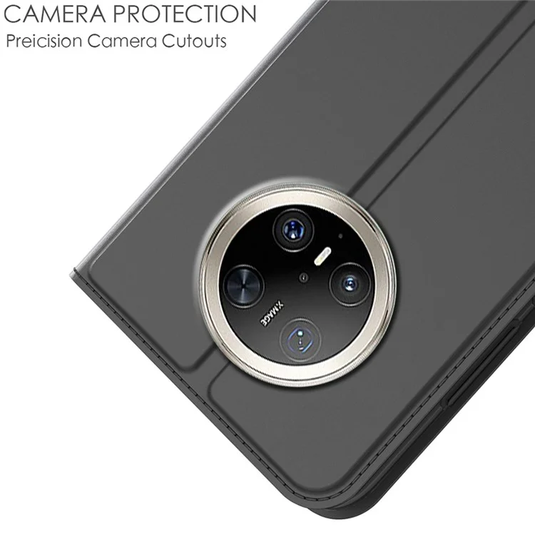 Funda para Huawei Mate 70 Pro / 70 Pro+ de piel sintética con soporte para tarjetas, cierre magnético - Negro