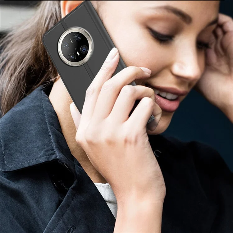 Funda para Huawei Mate 70 Pro / 70 Pro+ de piel sintética con soporte para tarjetas, cierre magnético - Negro