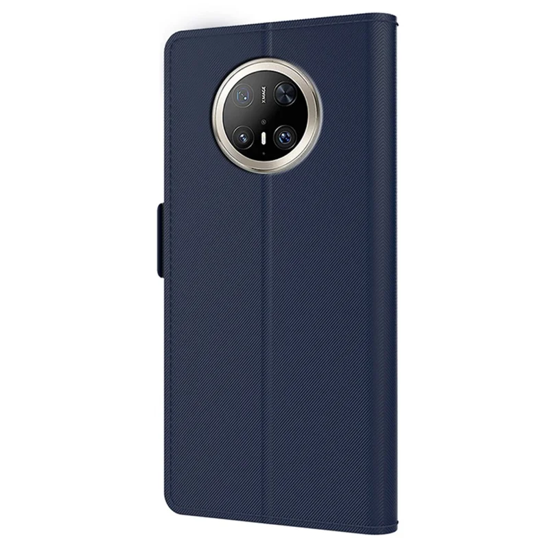 For Huawei Mate 70 Pro / 70 Pro+ Case Stand PU Leather Phone Cover Card Holder Mirror - Blue