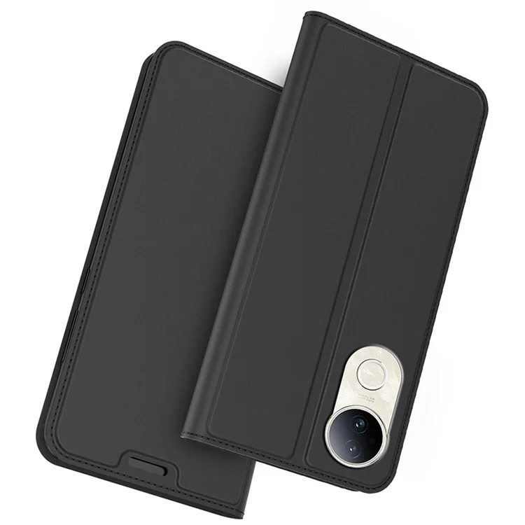 Чехол для vivo S20 5G из искусственной кожи с держателем для карт, подставкой и магнитным замком - черный