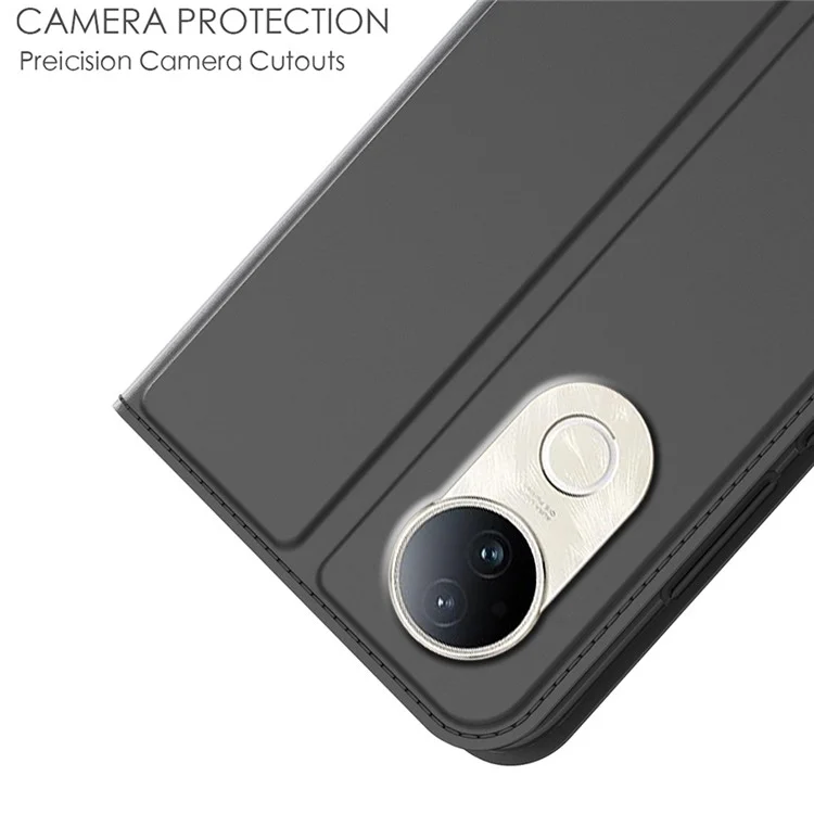 Чехол для vivo S20 5G из искусственной кожи с держателем для карт, подставкой и магнитным замком - черный