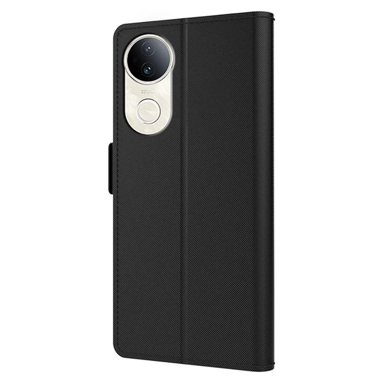 Für vivo S20 5G Hülle Ständer PU Leder Handyhülle Kartenfach Spiegel - Schwarz