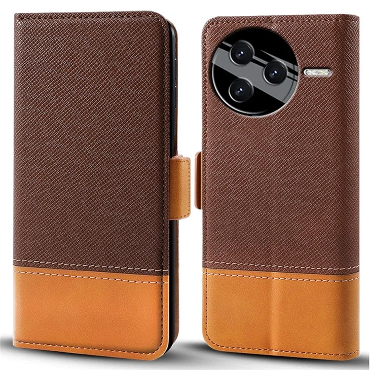 Für Xiaomi Redmi K80 Pro 5G Hülle Farbspritzung PU Leder Brieftasche Handyhülle - Braun
