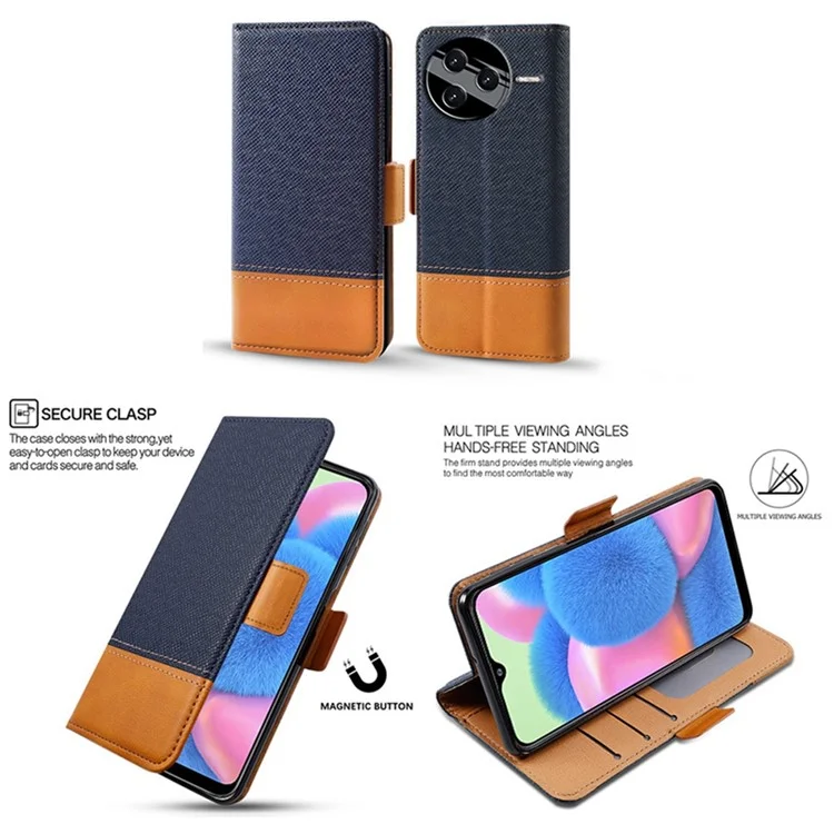 Für Xiaomi Redmi K80 Pro 5G Hülle Farbspritzung PU Leder Brieftasche Handyhülle - Braun