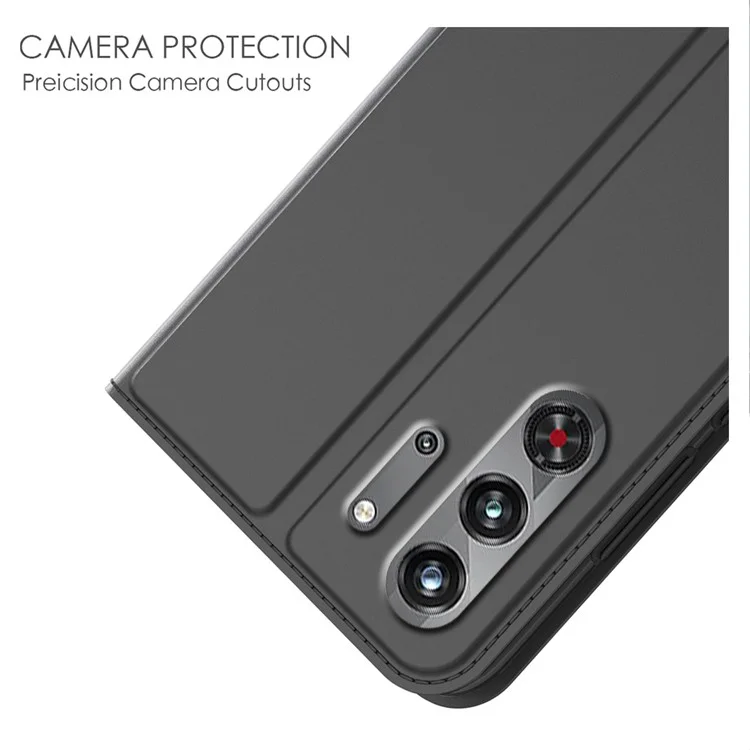 Per ZTE nubia Red Magic 10 Pro 5G Custodia in pelle PU con porta carte, supporto e chiusura magnetica - Nero