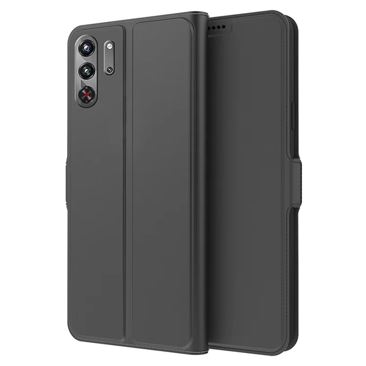 Funda para ZTE nubia Red Magic 10 Pro 5G, carcasa interior de TPU a prueba de golpes, cubierta de teléfono de cuero con ranura para tarjeta - Negro