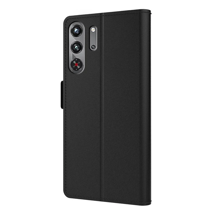 Для ZTE nubia Red Magic 10 Pro 5G Чехол Подставка из искусственной кожи Чехол для телефона Держатель для карт Зеркало - Черный