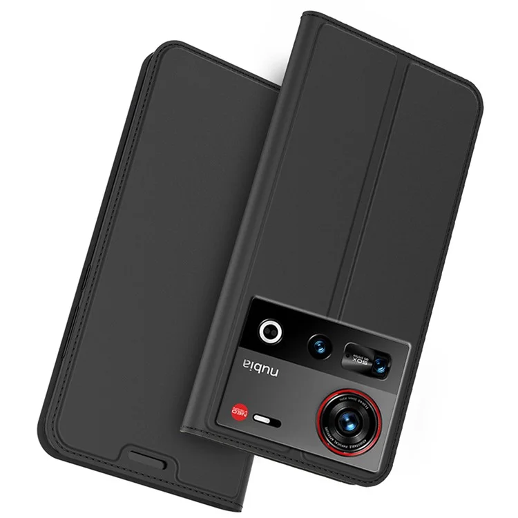 Custodia per ZTE nubia Z70 Ultra in pelle PU con supporto per schede, chiusura magnetica - Nero