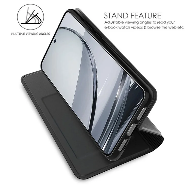 Custodia per ZTE nubia Z70 Ultra in pelle PU con supporto per schede, chiusura magnetica - Nero