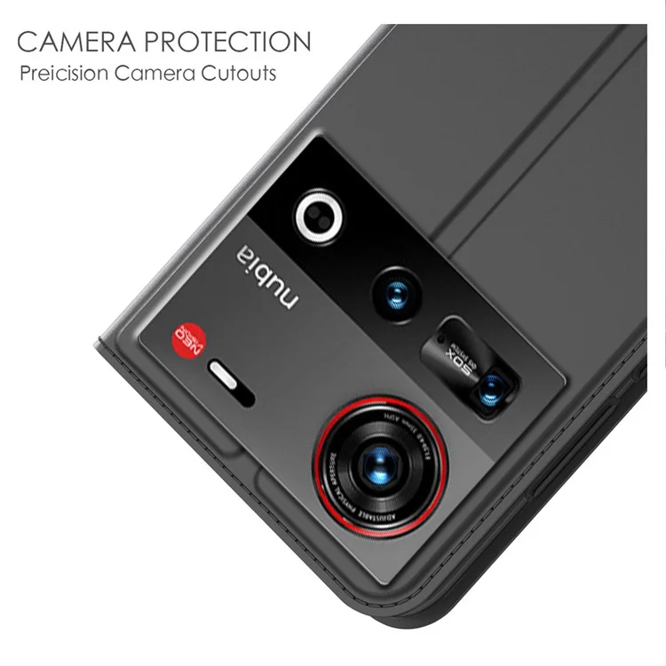 Custodia per ZTE nubia Z70 Ultra in pelle PU con supporto per schede, chiusura magnetica - Nero