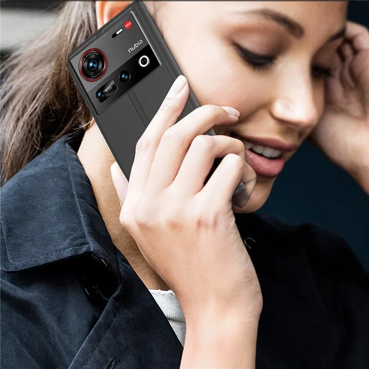 Custodia per ZTE nubia Z70 Ultra in pelle PU con supporto per schede, chiusura magnetica - Nero