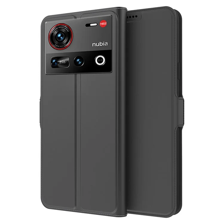Für ZTE nubia Z70 Ultra Hülle stoßfeste TPU-Innenschale Lederhandy-Abdeckung Kartensteckplatz - Schwarz