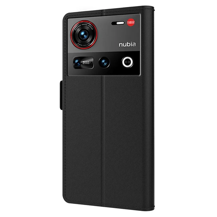 Funda para ZTE nubia Z70 Ultra de cuero PU con soporte, tapa y espejo - Negro