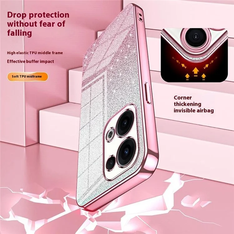 Для Oppo Reno13 5G (Global) Чехол с градиентным электрохромным блестящим ТПУ-чехлом - розовый