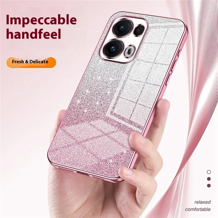 Для Oppo Reno13 Pro 5G Чехол Электрическое покрытие Градиентный блеск TPU Чехол для телефона - Розовый