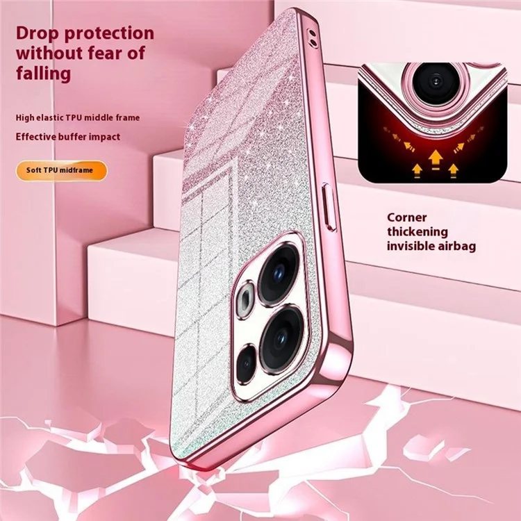 Для Oppo Reno13 Pro 5G Чехол Электрическое покрытие Градиентный блеск TPU Чехол для телефона - Розовый