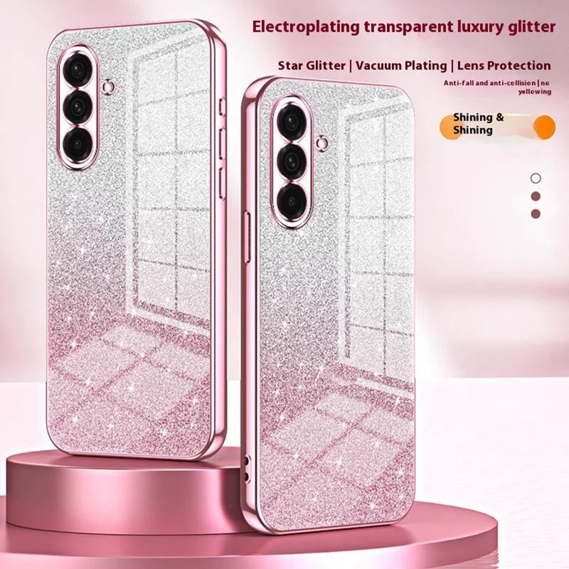 For Samsung Galaxy A36 5G Case Electroplating Gradient Glitter TPU Phone Cover - Gold