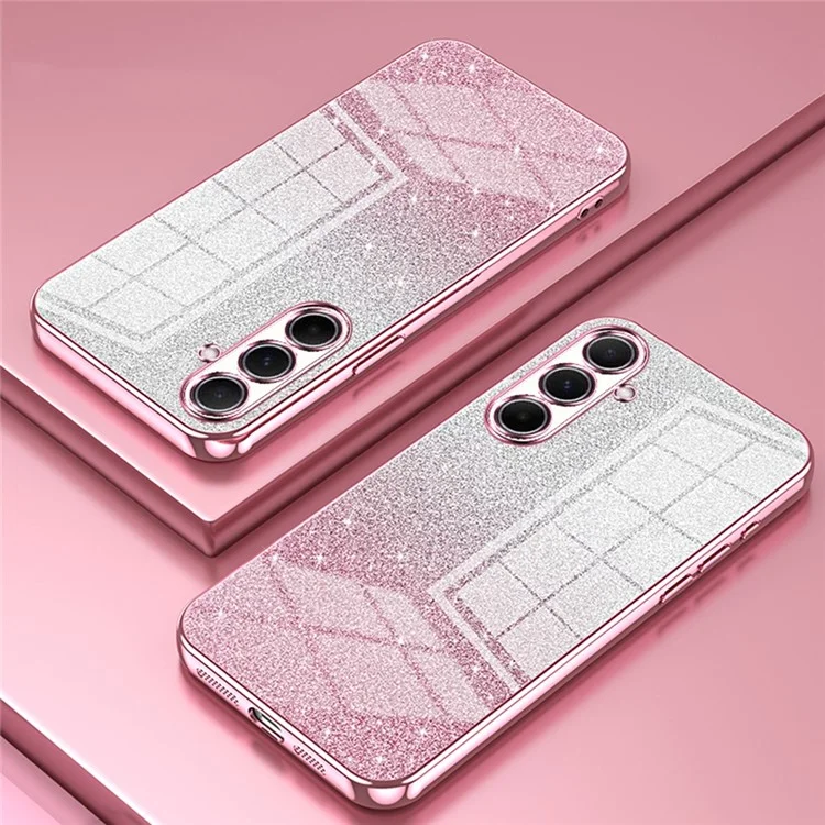 Чехол для Samsung Galaxy A56 5G с электрохромным градиентным блестящим TPU - розовый