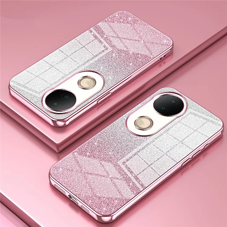 Чехол для vivo S20 5G, электрохромный градиентный глиттерный ТПУ-чехол - розовый