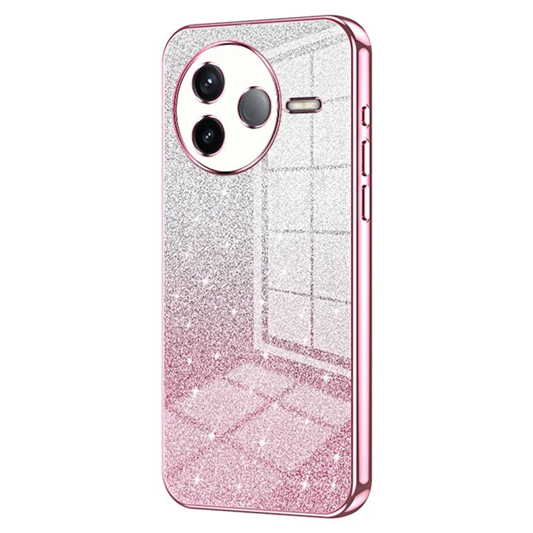 Für das Xiaomi Redmi K80 5G Hülle Elektrolytische Verlaufsglitzer TPU Handyhülle - Pink