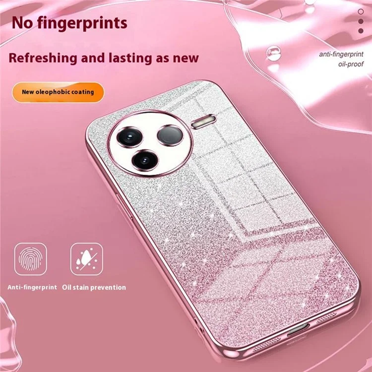 Für das Xiaomi Redmi K80 5G Hülle Elektrolytische Verlaufsglitzer TPU Handyhülle - Pink
