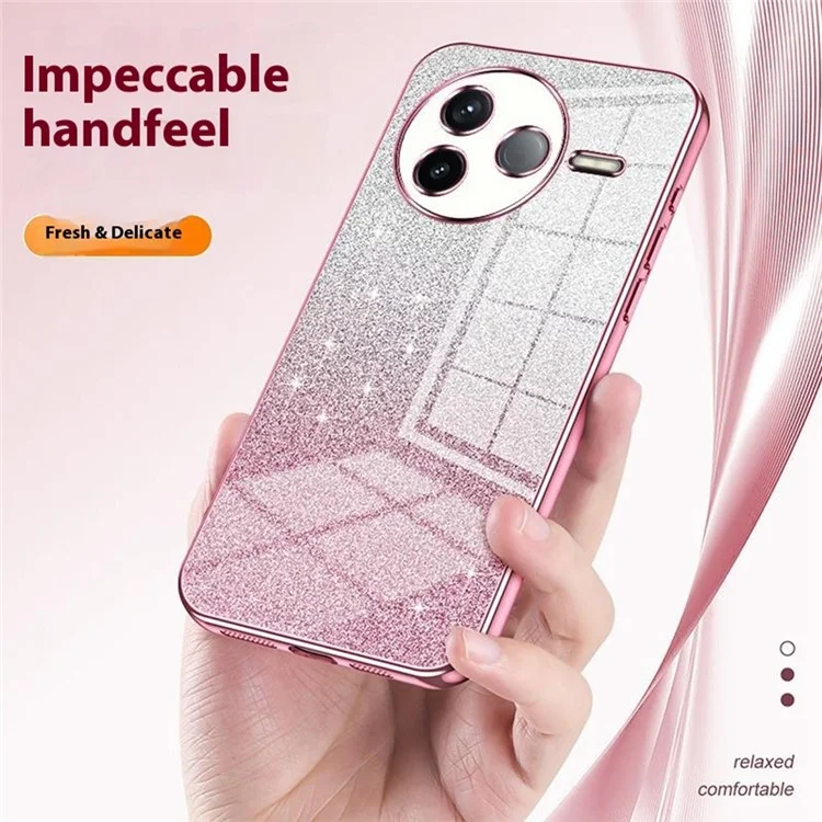 Für das Xiaomi Redmi K80 5G Hülle Elektrolytische Verlaufsglitzer TPU Handyhülle - Pink