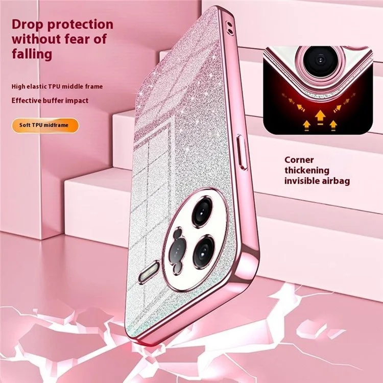 Для Xiaomi Redmi K80 Pro 5G Чехол Электрохимическое градиентное блестящее TPU-чехол для телефона - Розовый