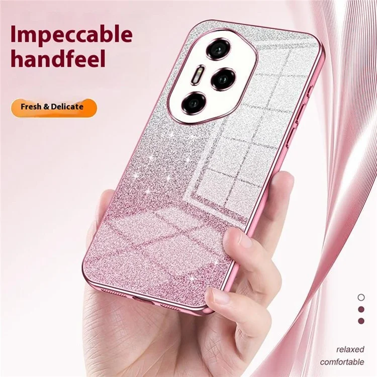 Funda de teléfono For Honor 300 Pro Case Electroplating Gradient Glitter TPU - Rosa
