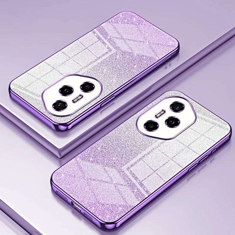 Fodral för Honor 300 Pro, elektropläterat fodral med glittrigt tonådlingsmönster i TPU - Lila