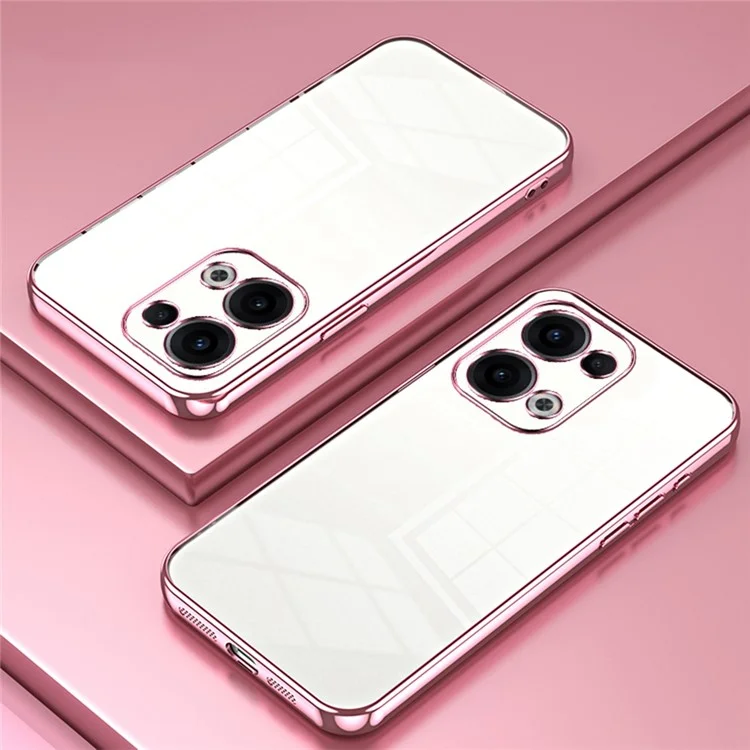 Für Oppo Reno13 5G (Global) Hülle Elektroplattierter Rahmen Weiche TPU-Handyhülle - Pink