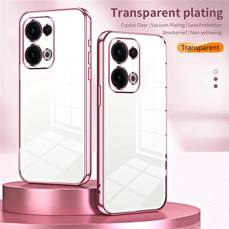 Für Oppo Reno13 5G (Global) Hülle Elektroplattierter Rahmen Weiche TPU-Handyhülle - Pink