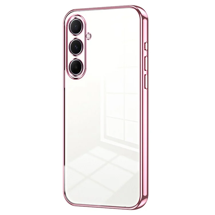 Für Samsung Galaxy A56 5G Hülle Elektroplattierter Rahmen Weiche TPU-Handyhülle - Rosa