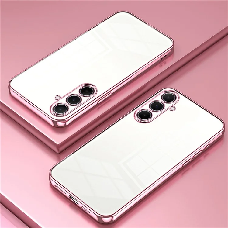 Für Samsung Galaxy A56 5G Hülle Elektroplattierter Rahmen Weiche TPU-Handyhülle - Rosa