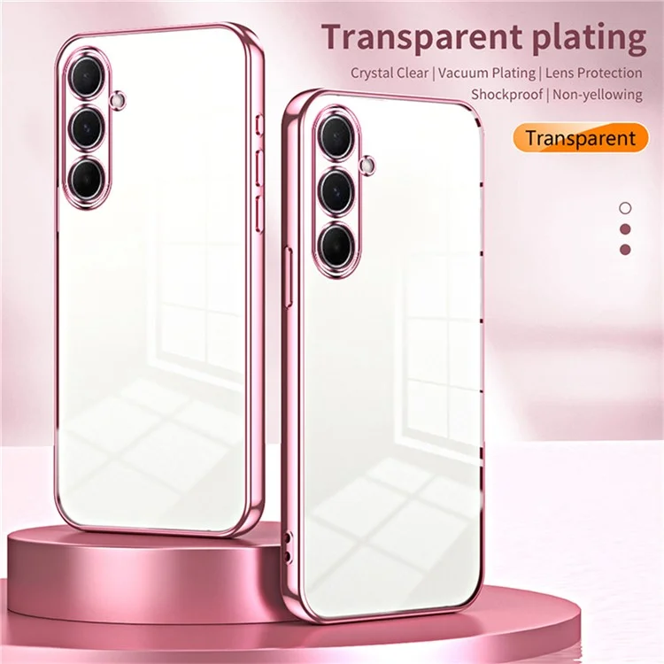 Für Samsung Galaxy A56 5G Hülle Elektroplattierter Rahmen Weiche TPU-Handyhülle - Rosa