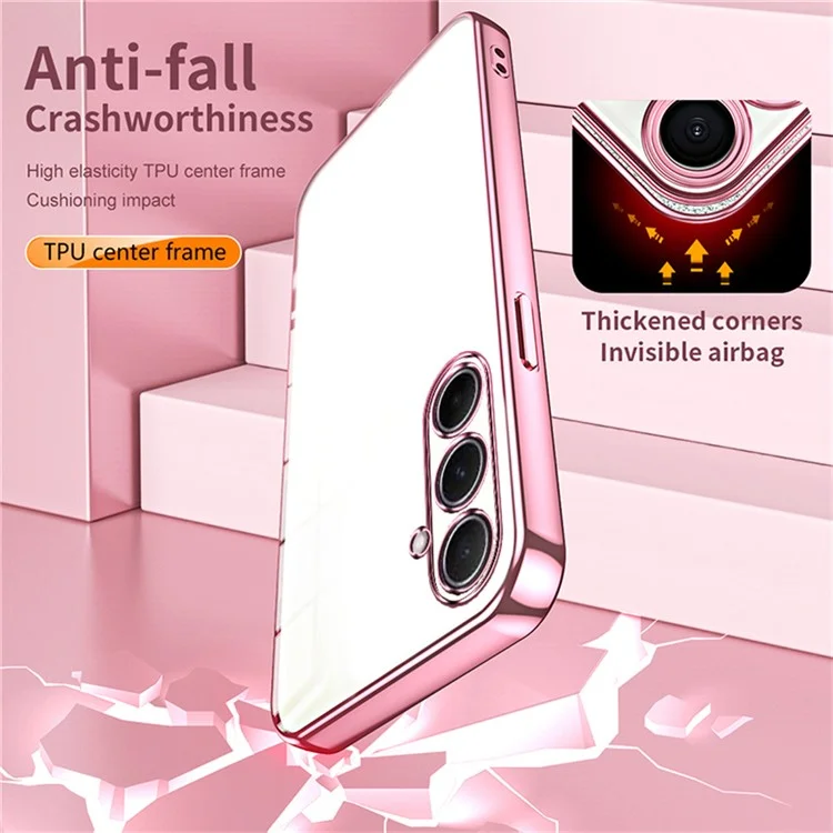 Für Samsung Galaxy A56 5G Hülle Elektroplattierter Rahmen Weiche TPU-Handyhülle - Rosa