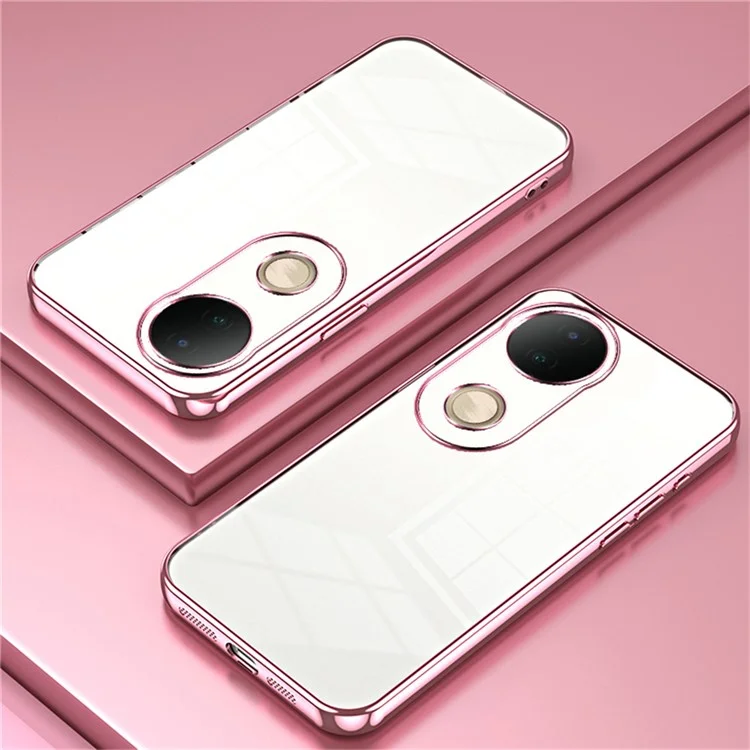 Für vivo S20 5G Hülle Electroplating Rahmen Weiche TPU Handyhülle - Pink
