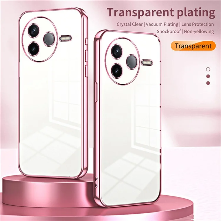 Для Xiaomi Redmi K80 5G Чехол Electroplating Frame Soft TPU Phone Cover - Розовый