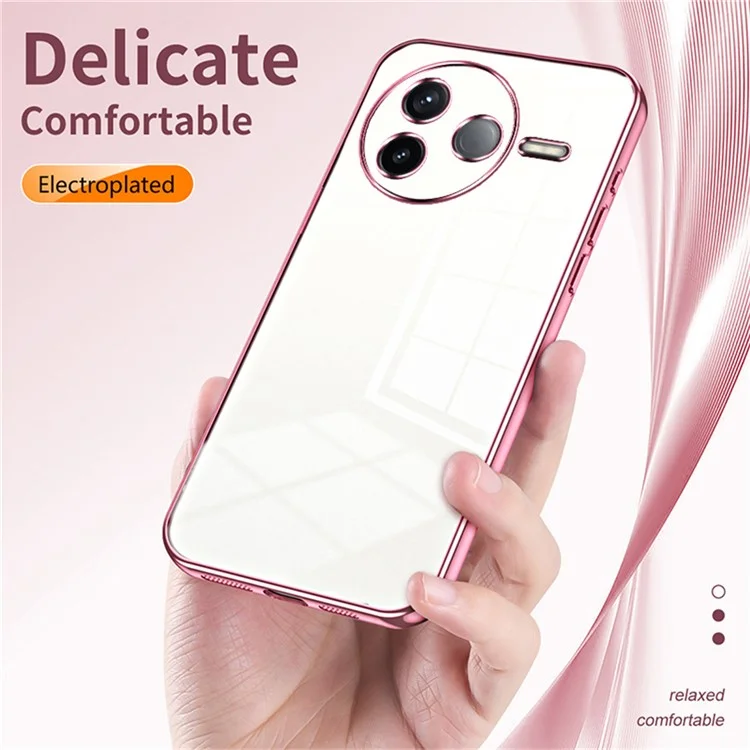 Для Xiaomi Redmi K80 5G Чехол Electroplating Frame Soft TPU Phone Cover - Розовый