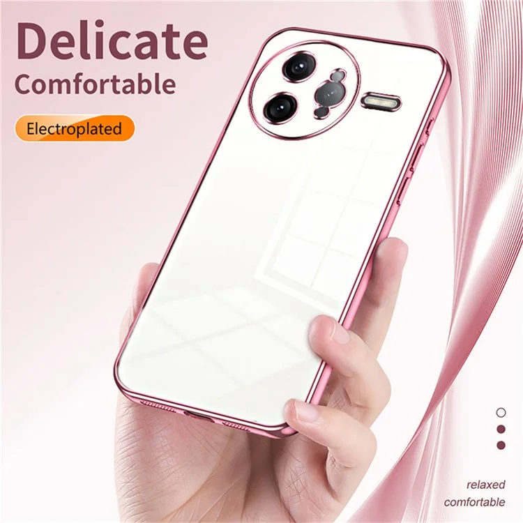 Für Xiaomi Redmi K80 Pro 5G Hülle Elektroplattierter Rahmen Weiche TPU-Handyhülle - Pink