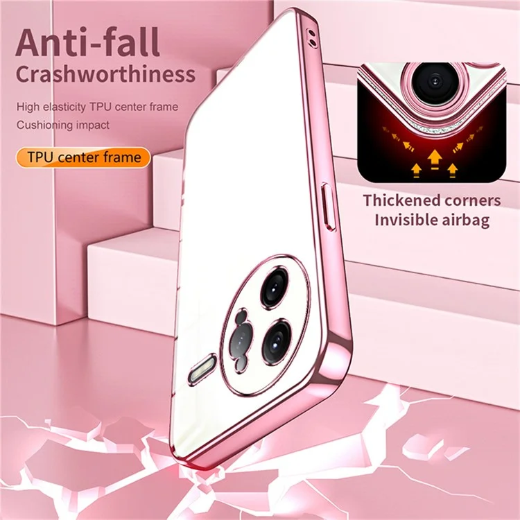 Für Xiaomi Redmi K80 Pro 5G Hülle Elektroplattierter Rahmen Weiche TPU-Handyhülle - Pink