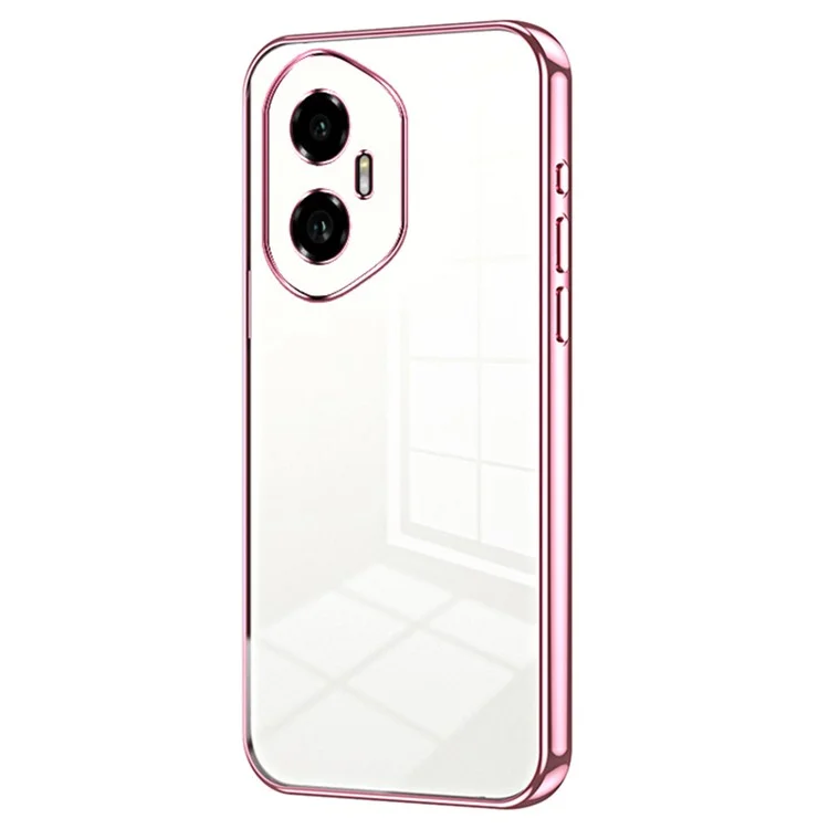 For Honor 300 Gehäuse Elektroplattierter Rahmen Weiche TPU Handyhülle - Pink