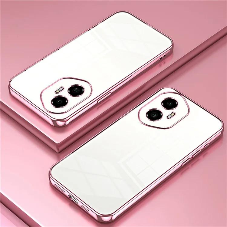 For Honor 300 Gehäuse Elektroplattierter Rahmen Weiche TPU Handyhülle - Pink
