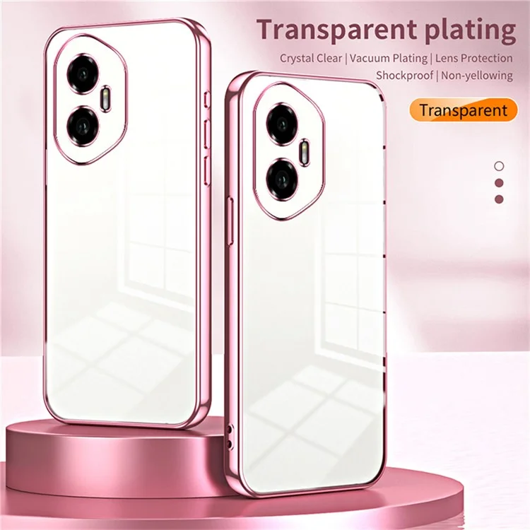 For Honor 300 Gehäuse Elektroplattierter Rahmen Weiche TPU Handyhülle - Pink