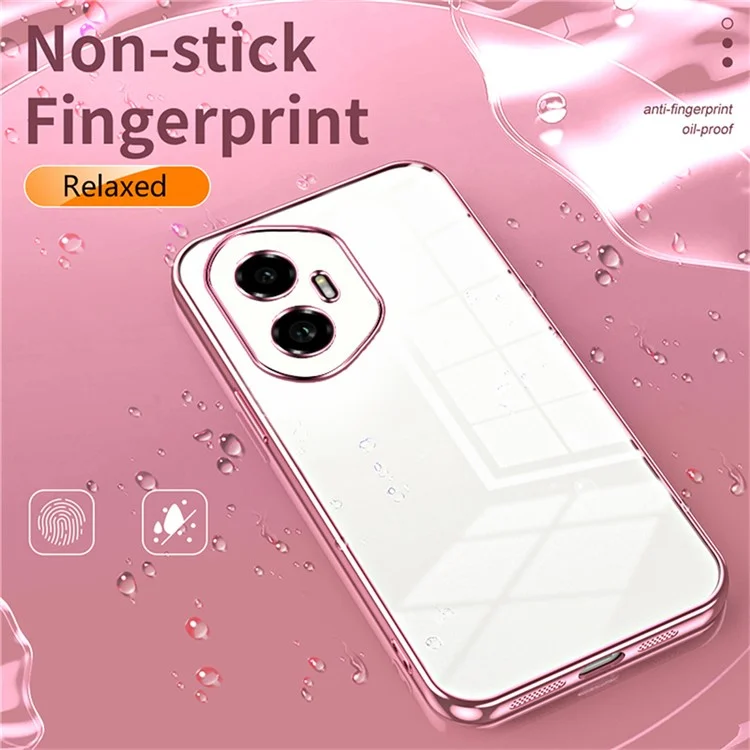 For Honor 300 Gehäuse Elektroplattierter Rahmen Weiche TPU Handyhülle - Pink