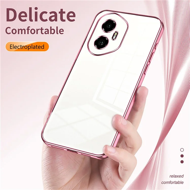 For Honor 300 Gehäuse Elektroplattierter Rahmen Weiche TPU Handyhülle - Pink