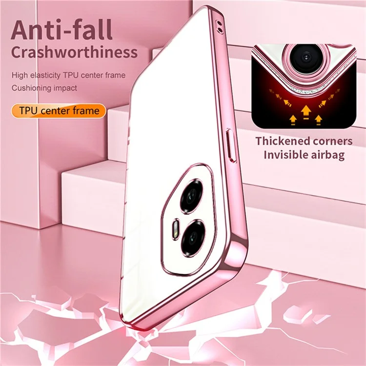 For Honor 300 Gehäuse Elektroplattierter Rahmen Weiche TPU Handyhülle - Pink