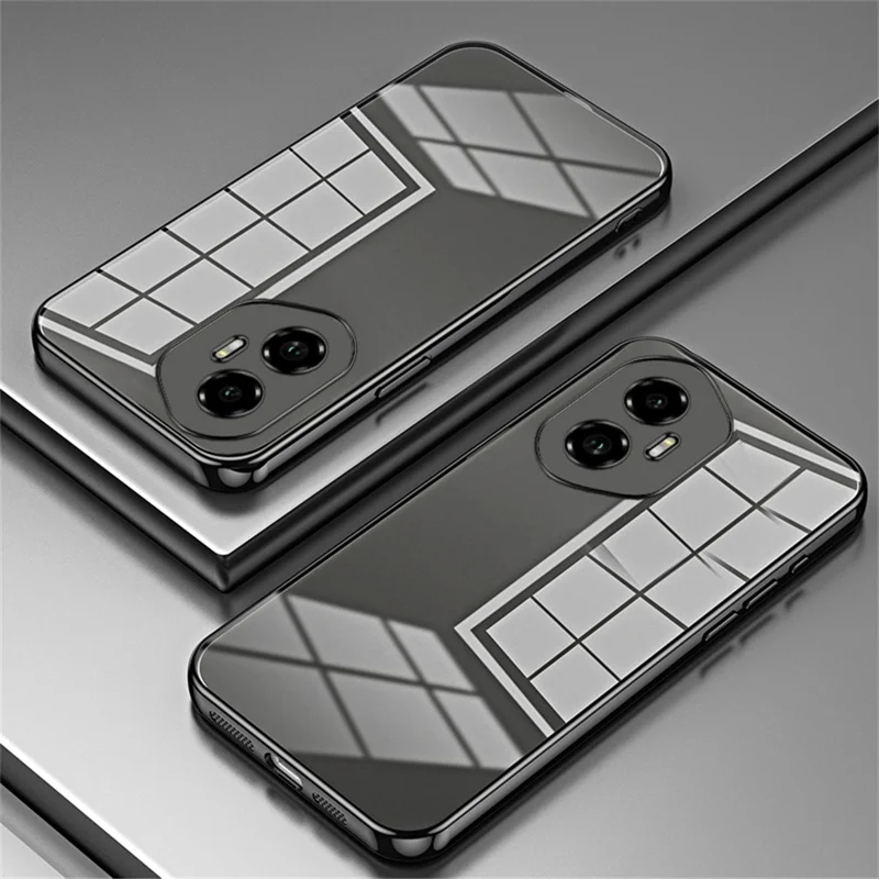 For Honor 300 Case Elektrisk Belagt Ramme Blød TPU Telefonbeskyttelse - Sort