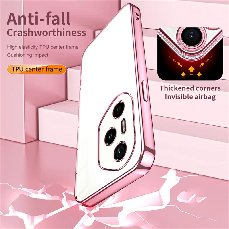 For Honor 300 Pro Case Electroplating Frame Soft TPU Handyhülle - Pink